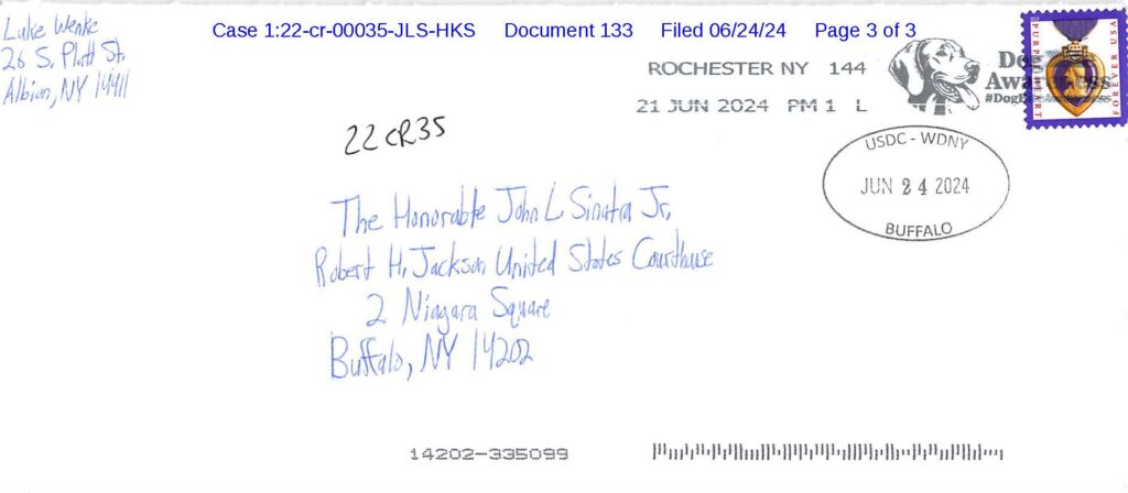 letter from luke wenke to the honorable john l. sinatra jr. 06/24/2024