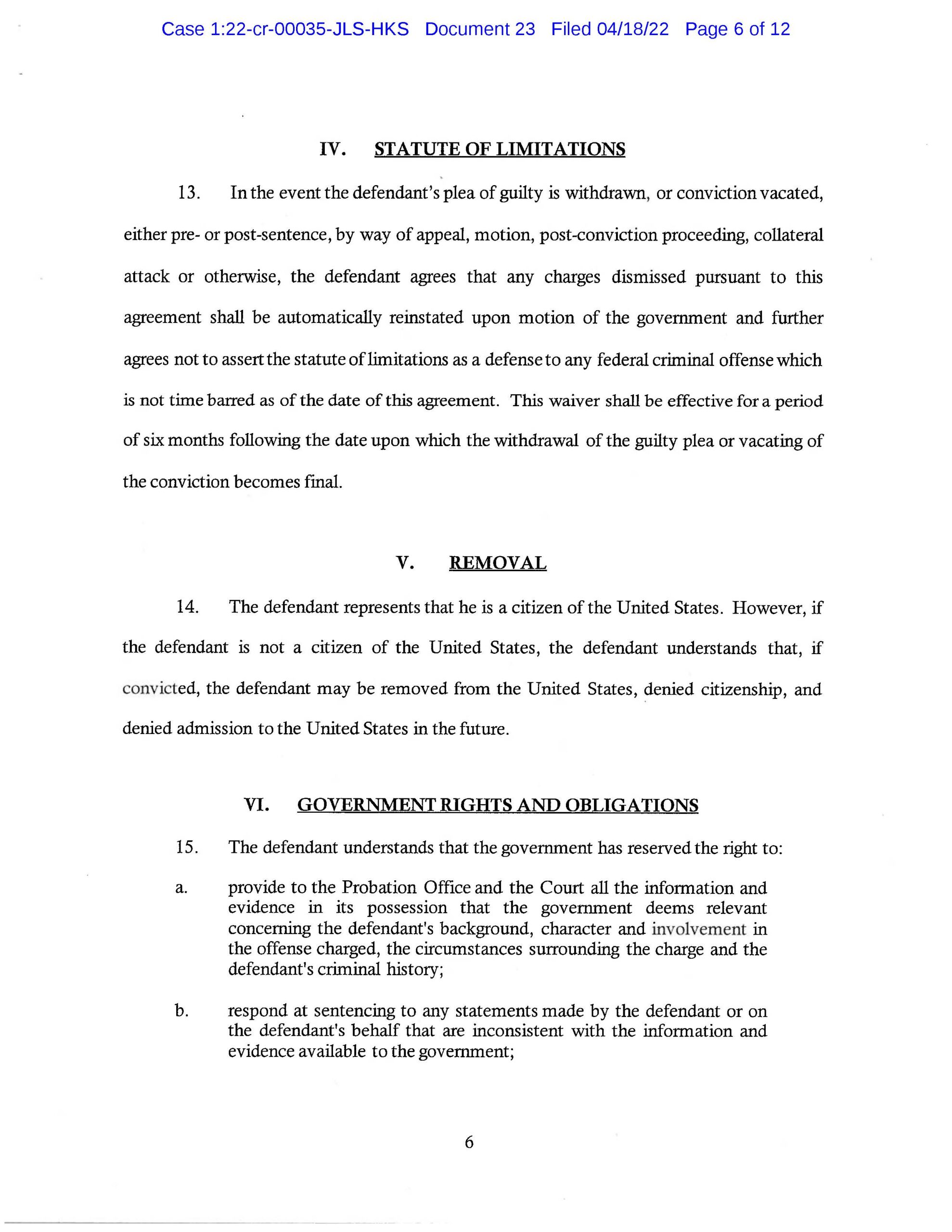 usa v. luke wenke cyberstalking plea agreement april 2022