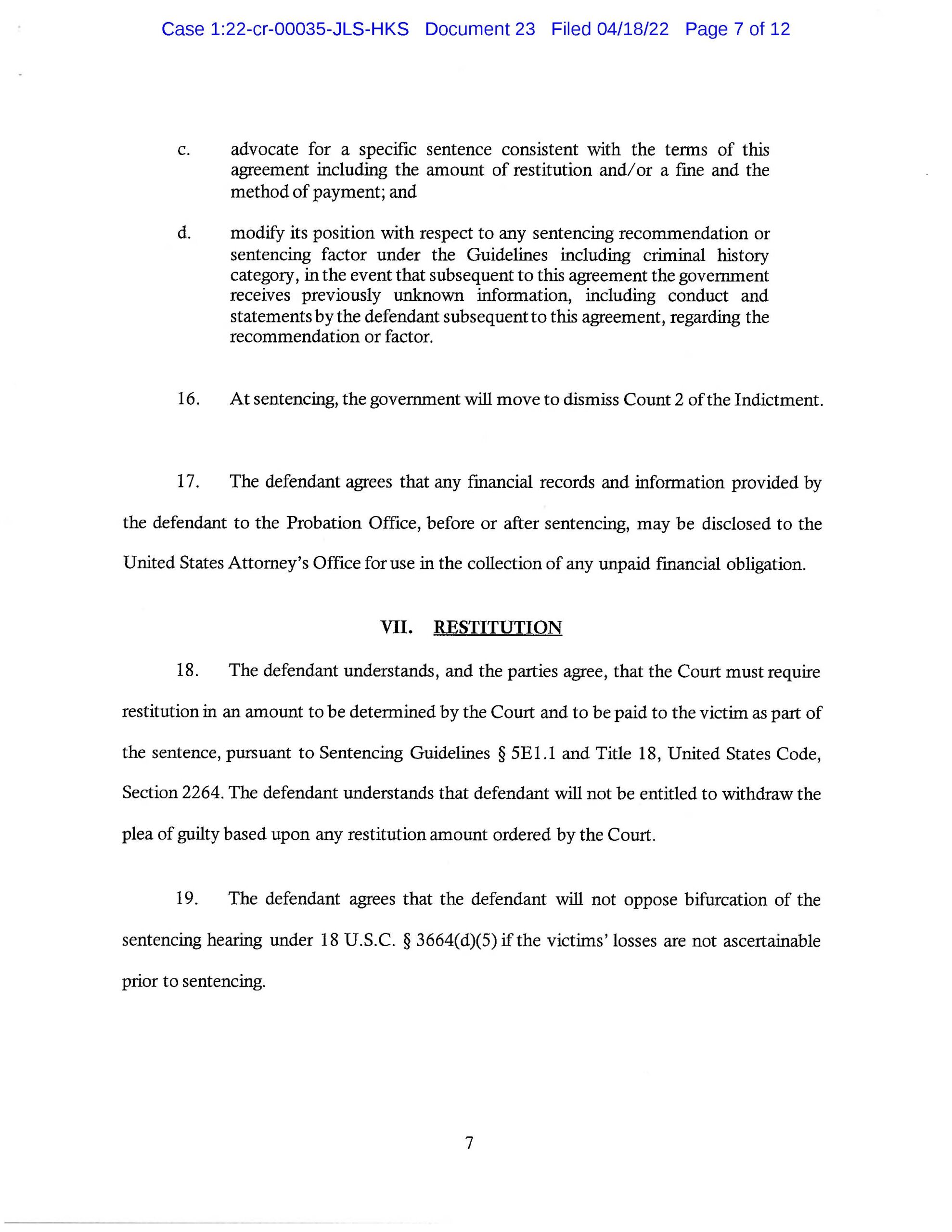 usa v. luke wenke cyberstalking plea agreement april 2022
