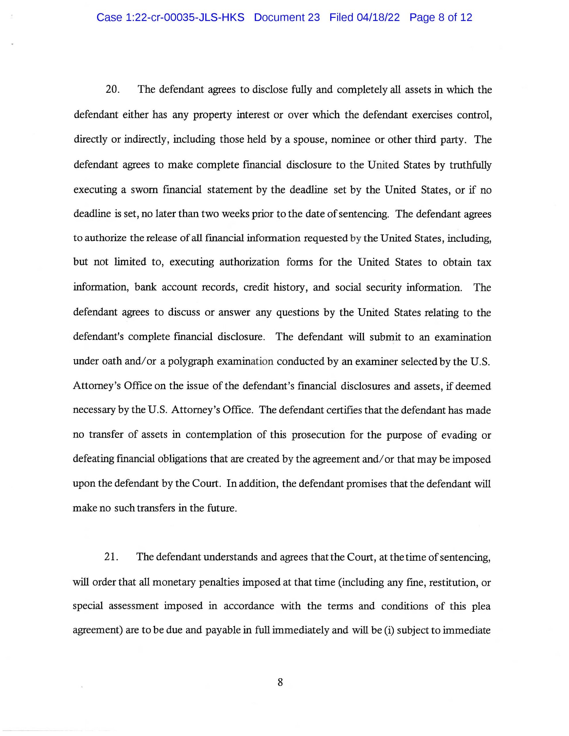usa v. luke wenke cyberstalking plea agreement april 2022
