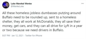 luke wenke facebook screenshot 2021 poverty shaming