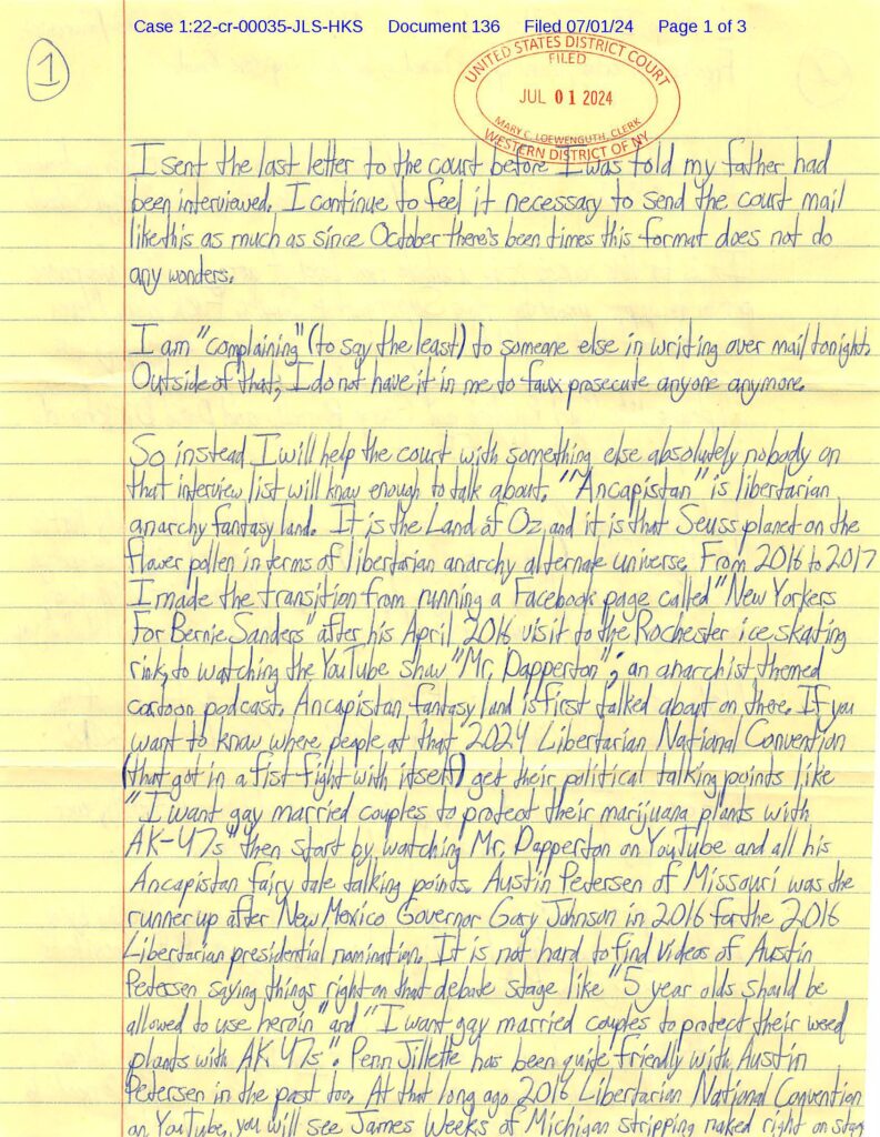 letter from luke wenke to the honorable john l. sinatra jr.; july 2024