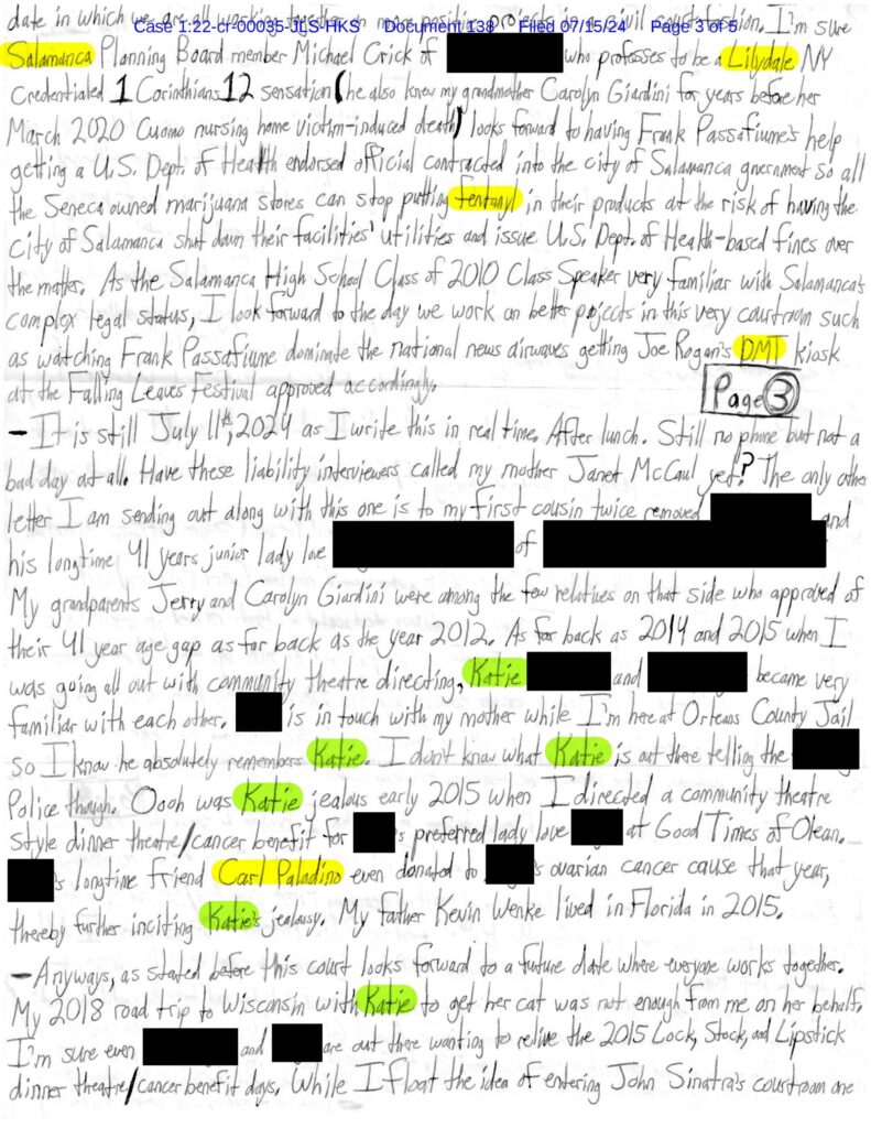 letter from luke wenke to the honorable john l. sinatra jr.; 07/15/2024