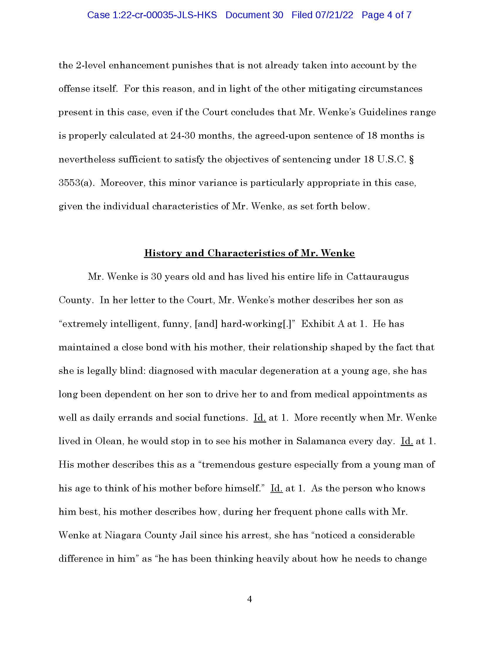 usa v. luke wenke sentencing memorandum july 2022