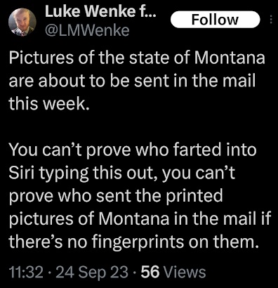luke wenke states plans to mail victims letters featuring the state of montana x/twitter screenshot september 2023