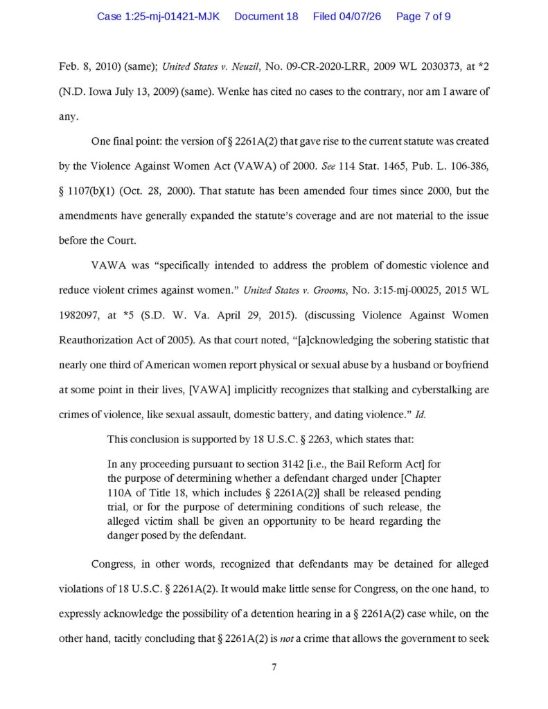 usa v. luke wenke prosecution's opposition to defense motion for new bail hearing april 2026